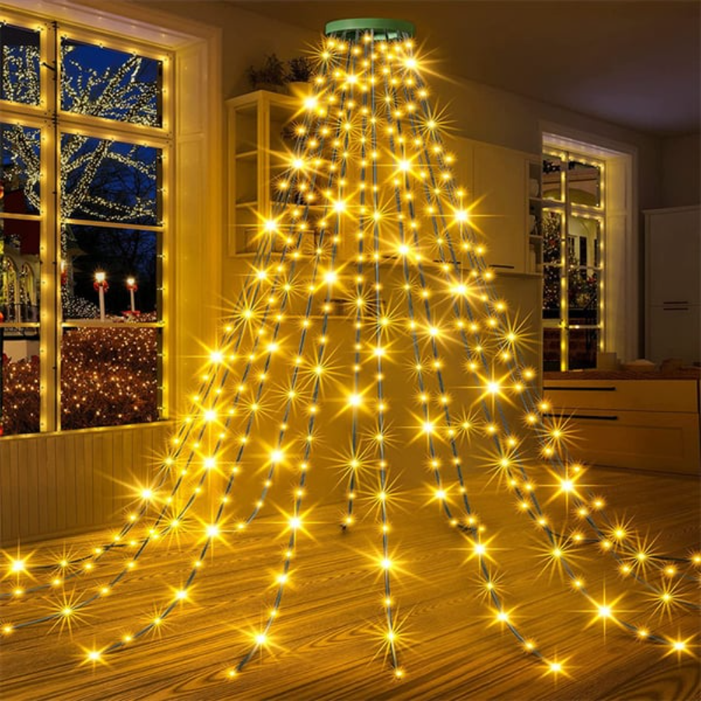 LED Waterfall Christmas Tree Lights – Dimmable Hanging Light Curtain with Remote Control & Timer for the Holidays