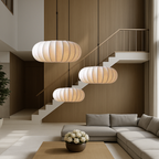 Pendant Light with Silk Shade, Ø 30–50 cm – Warm White 3000K LED Ceiling Lighting for Dining Table, Kitchen Island & Living Room