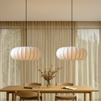 Pendant Light with Silk Shade, Ø 30–50 cm – Warm White 3000K LED Ceiling Lighting for Dining Table, Kitchen Island & Living Room