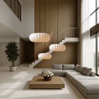 Pendant Light with Silk Shade, Ø 30–50 cm – Warm White 3000K LED Ceiling Lighting for Dining Table, Kitchen Island & Living Room