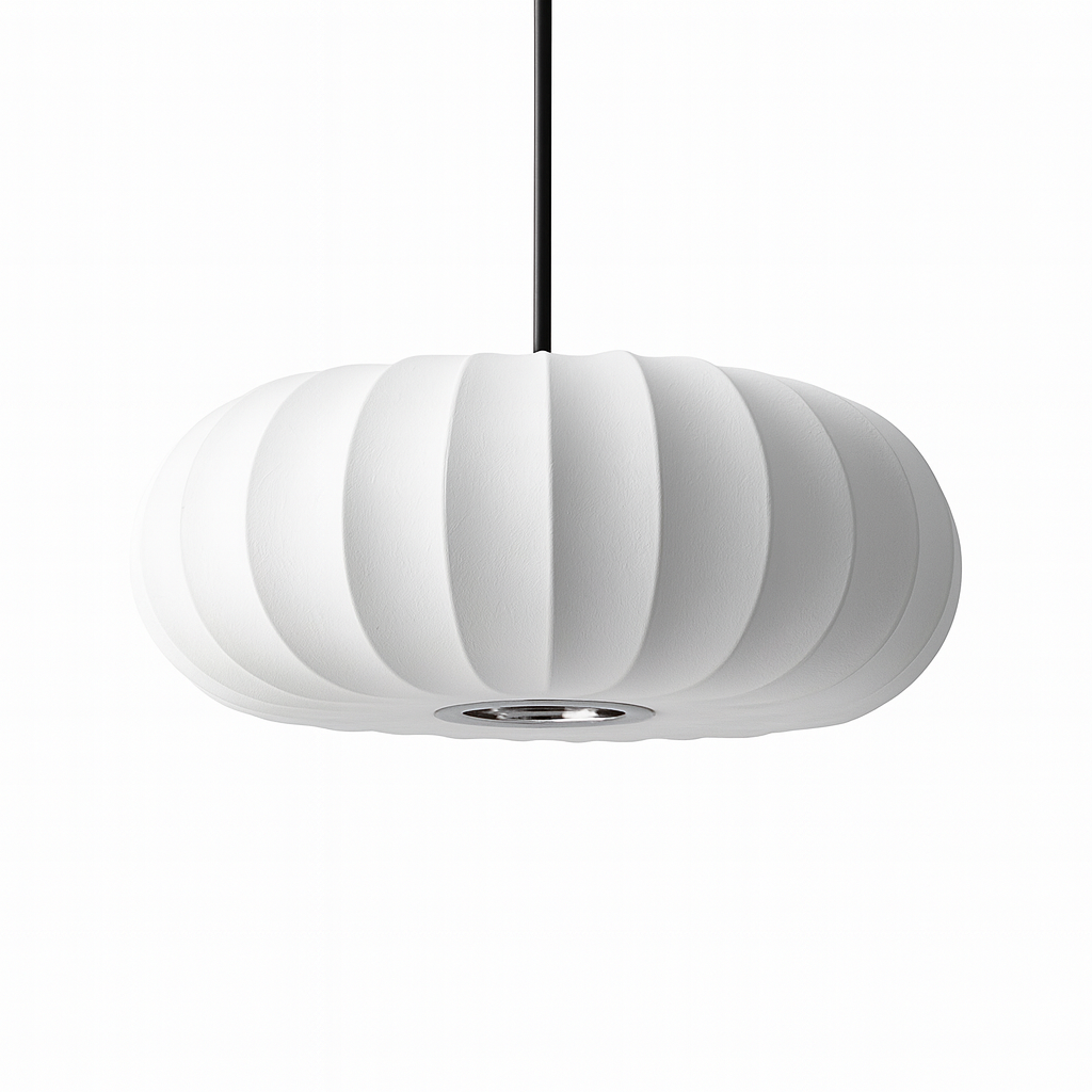 Pendant Light with Silk Shade, Ø 30–50 cm – Warm White 3000K LED Ceiling Lighting for Dining Table, Kitchen Island & Living Room