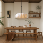 Pendant Light with Silk Shade, Ø 30–50 cm – Warm White 3000K LED Ceiling Lighting for Dining Table, Kitchen Island & Living Room