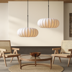 Pendant Light with Silk Shade, Ø 30–50 cm – Warm White 3000K LED Ceiling Lighting for Dining Table, Kitchen Island & Living Room