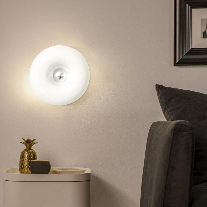 Bauhaus Wall Light & Table Lamp – Minimalist White Glass & Metal Mood Light for Living Room