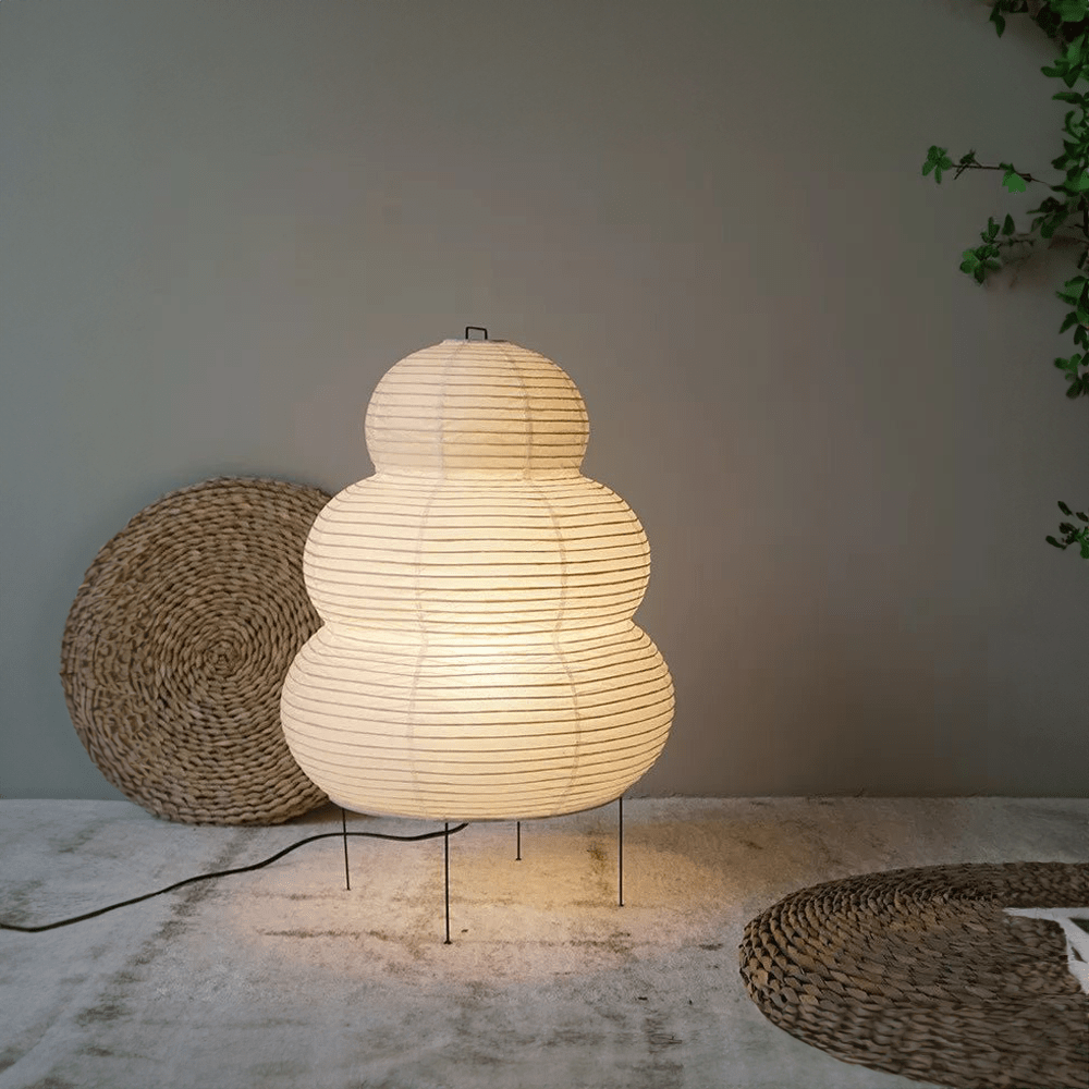 Wabi-Sabi Rice Paper Floor Lamp – Artistic Design with Adjustable Tripod