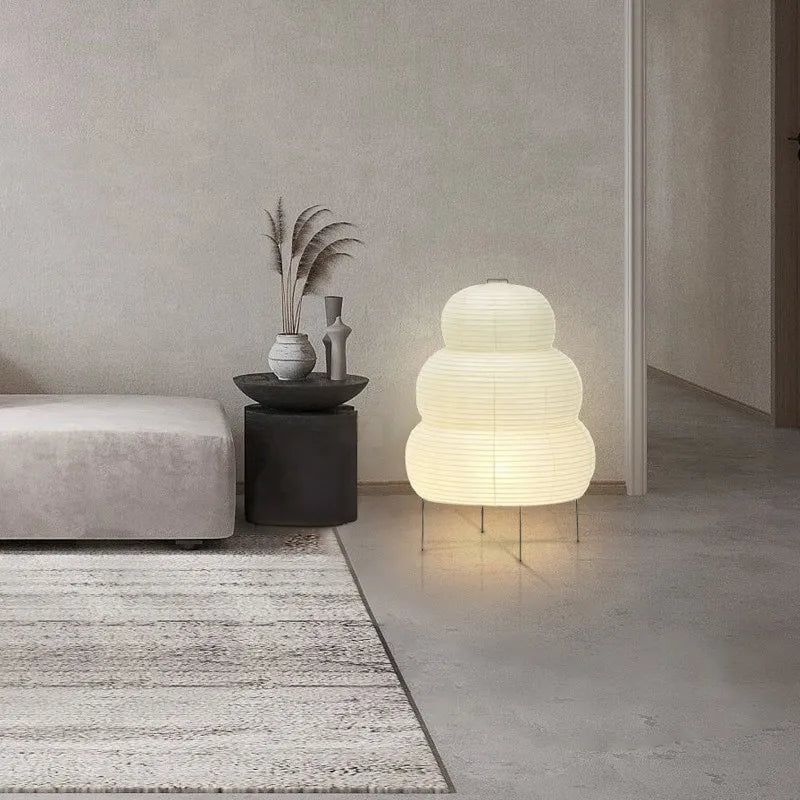 Wabi-Sabi Rice Paper Floor Lamp – Artistic Design with Adjustable Tripod