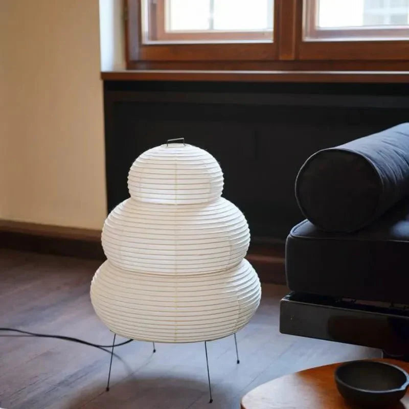 Wabi-Sabi Rice Paper Floor Lamp – Artistic Design with Adjustable Tripod