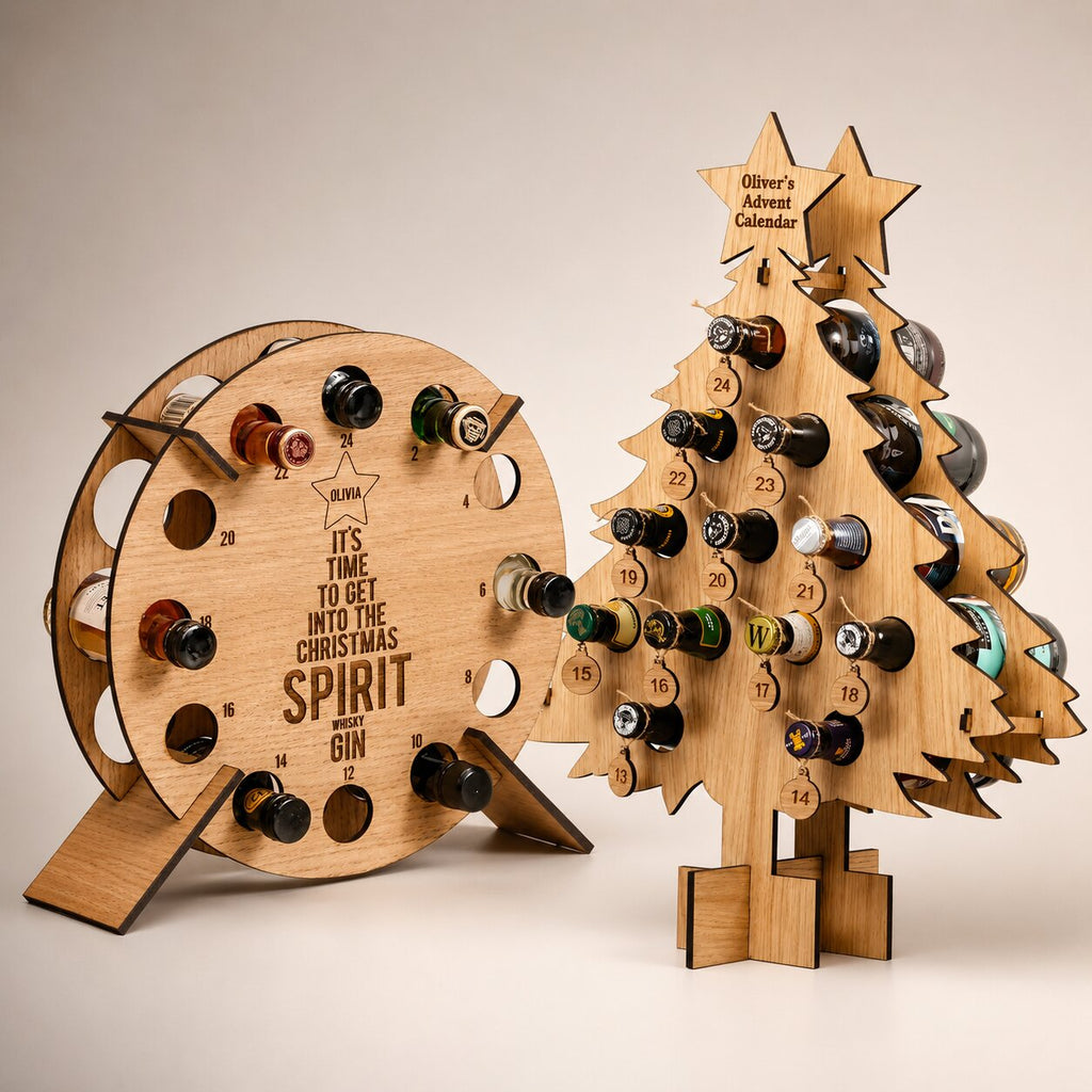 Fillable Wooden Advent Calendar Holder for Mini Wine & Beer Bottles 2026