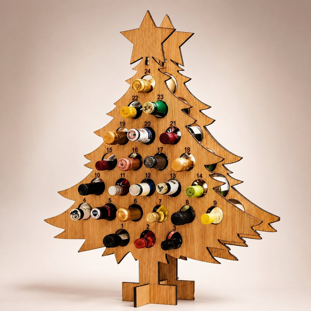 Fillable Wooden Advent Calendar Holder for Mini Wine & Beer Bottles 2026