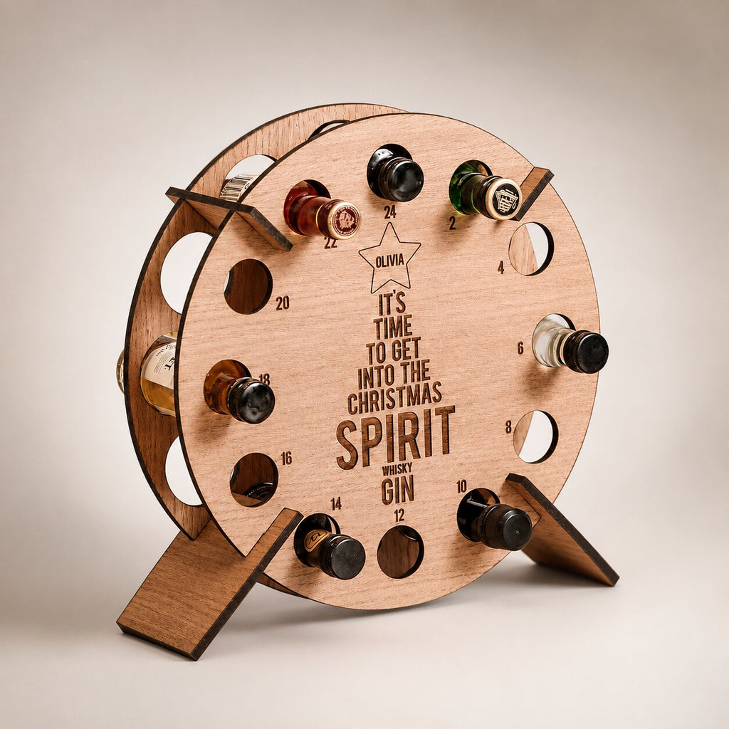 Fillable Wooden Advent Calendar Holder for Mini Wine & Beer Bottles 2026