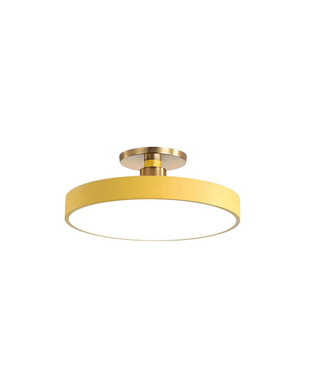 Modern Round Ceiling Light with Gold Detail & Acrylic Diffuser – Minimalist Semi-Flush for Living Room & Bedroom
