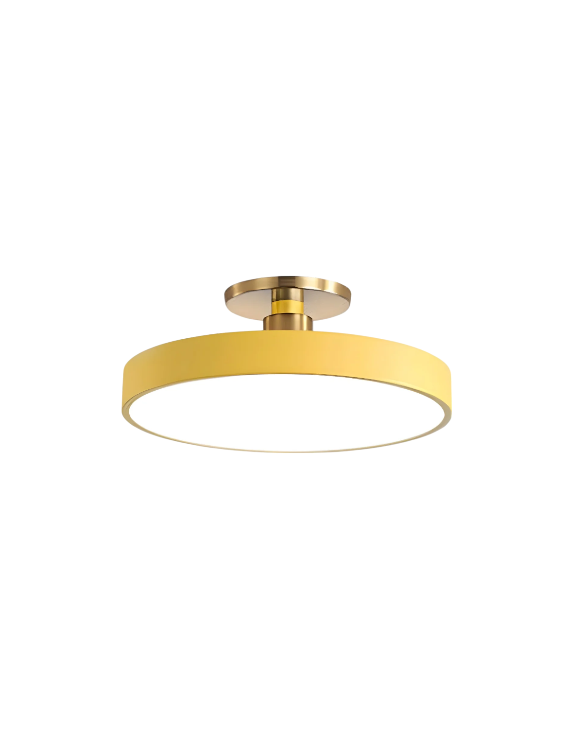 Modern Round Ceiling Light with Gold Detail & Acrylic Diffuser – Minimalist Semi-Flush for Living Room & Bedroom