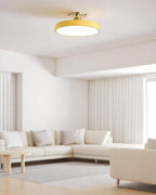 Modern Round Ceiling Light with Gold Detail & Acrylic Diffuser – Minimalist Semi-Flush for Living Room & Bedroom